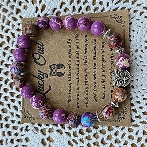 Lucky Owl, Bracelet, and inspiration card. New